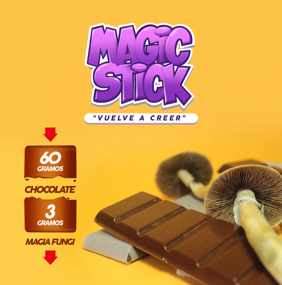 Magic Stick: 60 gramos de chocolate, 3 gramos de magia fungi.